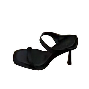 <span class=keywords><strong>Sandali</strong></span> Mule da Donna in <span class=keywords><strong>Raso</strong></span> Nero con Tacco a Spillo - Punta Quadrata, Cinturino Singolo, Suola con Plateau per Feste ed Eventi Serali - Vendita all'Ingrosso dalla Fabbrica - Product Image 5