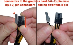 Высококачественный кабель-адаптер питания 4-контактный (штекер) на PCIe 8(6+2)-контактный (штекер), 16 AWG, в оплетке - Product Image 5