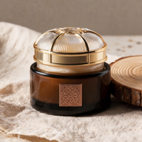 Pot en verre noir de style arabe de luxe personnalisé avec couvercle en or gaufré, récipient décoratif pour parfum, pour Bakhoor