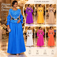 Ensemble de Robe de Soirée Élégante Grande Taille pour Femmes Africaines, Deux Pièces, à Paillettes, Manches Volants, pour Fête Formelle et Mariage - Vente en Gros