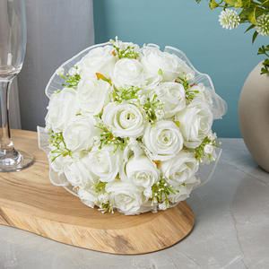 Bouquets de mariage de haute qualité, fleurs artificielles en roses, décoration de mariage pour la mariée, demoiselle d'honneur, blanc champagne - Product Image 3