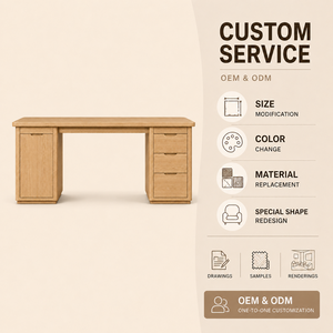 Scrivania da <span class=keywords><strong>60</strong></span> Pollici con Cassetti e Armadietto per Ufficio Domestico, Scrivania Moderna Minimalista in Rovere Chiaro con Spazio di Archiviazione - Product Image 6