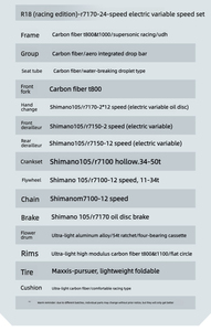 Vélo de route R18 Racing ED en fibre de carbone avec freins à disque, 24 vitesses, roues à rayons en carbone 105 R7170 Hydr, léger - Product Image 6