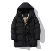 Manteau d'hiver pour hommes en gros style décontracté fermeture à glissière hydrofuge et coupe-vent épais rembourré doudoune avec longue capuche