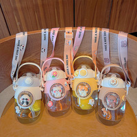 800ml 아이 사랑 물병 플라스틱 보온병 컵 절연 야외 아이들 귀여운 우유 물병