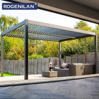 Pergola extérieure personnalisée Rogenilan en aluminium avec toit électrique intelligent et lames orientables pour maisons