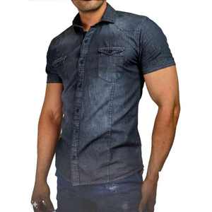 Camisa vaquera de manga corta para hombre, informal, formal, con bolsillos, moda tropical, sexy, estilo Caballero, ajustable, fiesta, playa, estiramiento ajustado F - Product Image 2