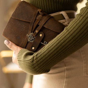 Vintage Leather Grimoire Journal with Skeleton Key Deckle Edge Paper <b>Book</b> of Shadows, Antique Spell Writing Notebooks - Product Image 6