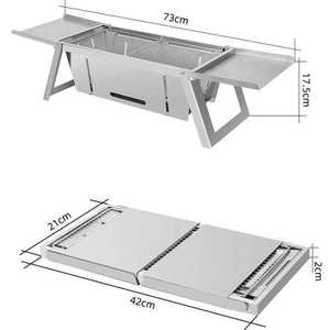 <strong>Mini</strong> Easy Assembled Folding Portable <strong>Charcoal</strong> BBQ <strong>Grill</strong> &amp; Griddle Stainless Steel Non-stick Surface for Camping Party Home - Product Image 6