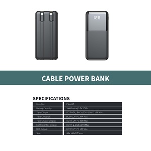 Batería <span class=keywords><strong>Externa</strong></span> Portátil de Carga Rápida de 10000 mAh con Cable USB <span class=keywords><strong>Tipo</strong></span> <span class=keywords><strong>C</strong></span> Integrado, Pantalla Digital, Batería <span class=keywords><strong>Externa</strong></span> Delgada para Teléfono - Product Image 2