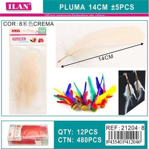 Piuma ILAN 14 cm color crema per decorazioni fai da te - Product Image 3