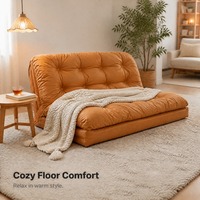 Canapé de sol moderne, fauteuil inclinable, coussin capitonné aspect cuir, canapé bas pour salon et chambre, couleur, taille et logo personnalisables