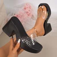 Sandales et pantoufles transparentes pour femmes, tendance été 2026, très populaires sur internet, super tendance, à semelle épaisse, style coréen