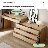 Table de maquillage intégrée en bois massif haut de gamme, style crème, simple et moderne, pour chambre principale