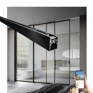 Bạc Nhà Nhôm Tuyến Tính Ổ Đĩa Từ Điện Cửa Chồng chéo Tự Động Trượt Duy Nhất Cửa Nhà Điều Hành Cho Biệt Thự - Product Image 1
