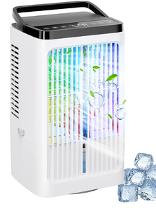 Climatiseur Portable 1200ML, Rafraîchisseur d'<span class=keywords><strong>Air</strong></span> Silencieux, Oscillation à 90°, 4 Vitesses, 2 Modes de Brumisation, Minuteries, Commande Mécanique - Product Image 1