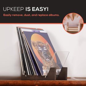 <span class=keywords><strong>KAIU</strong></span> Vinyl-Schallplatten-Aufbewahrungsständer für 30 Alben 7/12 Zoll Massivholzständer mit Klaren Acrylenden Modernes Nicht-Klappbares Tragbares Regal - Product Image 3