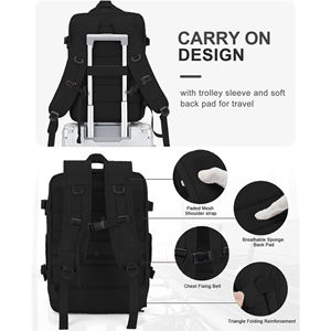40L Carry-on Travel <b>Backpack</b> with Shoe Compartment Large Flight Approved Weekender Bag Laptop <b>Backpack</b> with USB Charging Port - Product Image 4