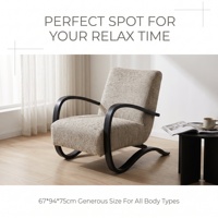 Fauteuil d'appoint en tissu tweed tissé, chaise longue moderne pour salon et coin lecture – Offre spéciale