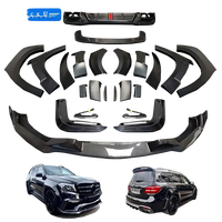 Kit carrosserie en fibre de carbone pour Mercedes-Benz GLS W166 2016-2019 - Lame avant/Extension de passage de roue/Diffuseur arrière/Aileron supérieur