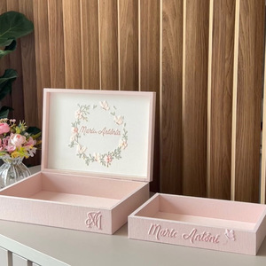 Họp báo thêu trang trí Hộp quà tặng sang trọng bằng gỗ MDF Nước hoa Hộp bao bì vải nến hiển thị Hộp quà tặng - Product Image 6