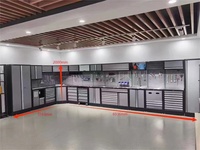 Solution de rangement pour garage en acier, ensemble complet avec panneau perforé mural, armoire à tiroirs multiples, armoire à outils robuste pour atelier, combo OEM