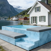 Bain à remous transparent avec jets de nage, chauffage intégré, robot nettoyeur automatique, portable, en fibre de verre, pour piscine