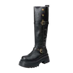 Nouvelles <span class=keywords><strong>bottes</strong></span> d'équitation à semelle épaisse pour femmes, grandes tailles, avec un grand tube extérieur et un tube intérieur haut - Product Image 1
