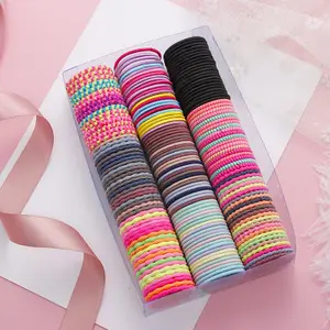 50 шт./компл. красочные базовые эластичные повязки для волос для девочек, милые детские резинки для хвоста, повязки на голову