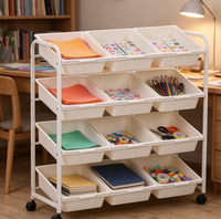 Étagère de rangement multifonctionnelle à quatre niveaux, écologique, imperméable, sur pieds, avec roulettes, pour salon, cuisine, salle de bain