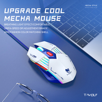 Souris optique filaire T-WOLF G560 avec rétroéclairage LED RGB, ergonomique, 3200 DPI, souris de jeu 6D, souris e-sport pour les joueurs sur ordinateur portable et ordinateur de bureau
