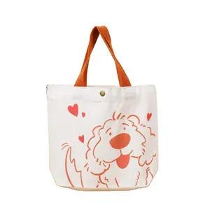 Portable Cute Animal Lunch Bag Printed Small Cotton Canvas Bag