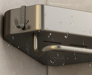 OEM دش العلبة رف المرحاض الزاوية مزدوجة الطبقة منظم خزانة معلقة الحمام أسود الجدار حامل تخزين رفوف - Product Image 5