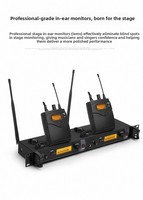 TopYun IEM1200 Moniteur d'oreille sans fil pour scène, émetteur double canal, connecteur XLR, construction métallique, léger, surveillance UHF
