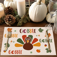 Ensemble de 4 sets de table de Thanksgiving, 12x18 pouces, motifs dinde et érable, récolte d'automne, pour décoration intérieure, extérieure, maison et fêtes