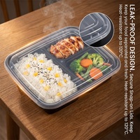 Boîte à lunch jetable en plastique transparente de 500 ml, anti-fuite, avec couvercles, pour la restauration et la livraison