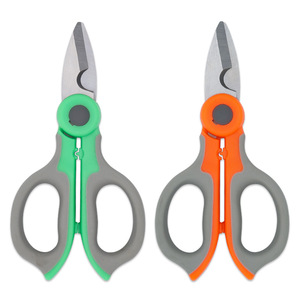 Multi Purpose Electrician Scissors Stainless Steel Smooth <b>Edge</b> Industrial Grade Wire <b>Cutters</b> Green Orange Color Options - Product Image 1
