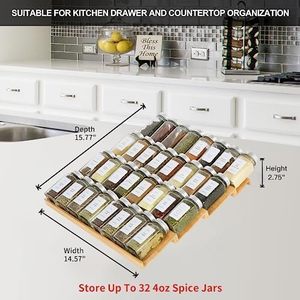Étagère à épices multifonctionnelle pliable en bambou à trois niveaux, écologique, moderne, sur pied, simple, polyvalente pour le rangement - Product Image 6