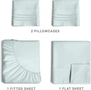 Conjunto de lençóis de hotel com bolsos profundos e confortável em tamanho grande e respirável de 4 peças