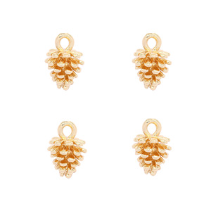 <strong>Jewelry</strong> <strong>Supplies</strong> 14K Gold Plated Pine Cone Pendant Charm for Bracelet Making - Product Image 5