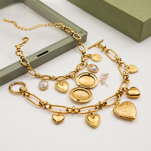MW Trendy dolce fascino romantico <span class=keywords><strong>bracciale</strong></span> in acciaio inox <span class=keywords><strong>con</strong></span> accenti di perle, medaglione fotografico, <span class=keywords><strong>angelo</strong></span> e cuore amore Design a catenaccio - Product Image 5