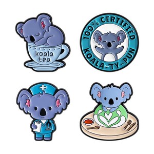 Broche amusante Koala de dessin animé mignon, badge style tasse à thé, écusson créatif sur le thème du café et des soins médicaux, décoration de sac - Product Image 5
