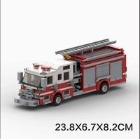 MOC-156284 Truk Pemadam Kebakaran Mini 6-Piece Puzzle Toy Building Block Set Model Dekorasi