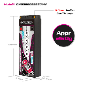 Batería LiPo RC GNB GAONENG 5600MAH 2S HV 7.6V 220C LCG Stick Pack 5.0mm Bullet Hard Case para Coche RC Escala 1:10 1:12 Sin Escobillas - Product Image 3