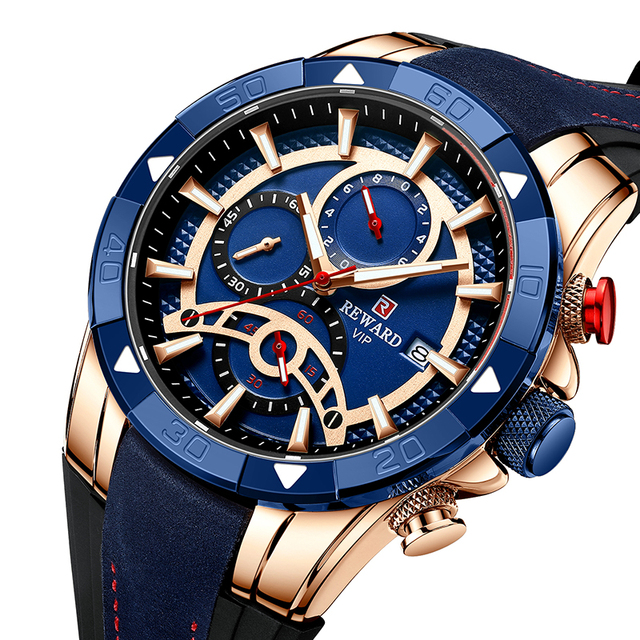 Reward Best Quality Silicone Luxury Sport Quartz Watch for Men Custom Oem Brand Water Proof Blue Male Timepiece Analog Relojes
