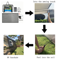 Auvent pare-soleil pour caravane RV, maille noire, écran de confidentialité pour camping-car, pare-soleil à roulettes sur le côté