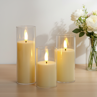 Bougie LED à effet flamme vacillante pour une ambiance romantique, avec piles intégrées et coupelle en verre acrylique
