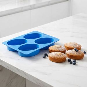 3D Round Silicone Cake Mold Non-stick Fluted Bundt Pan Food Grade <b>Bakeware</b> for Air Fryer Oven Baking Muffin Bread Tray BPA Free - Product Image 3