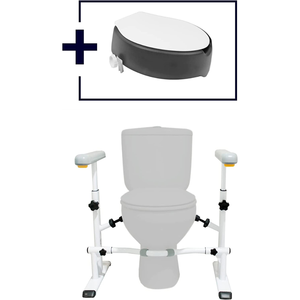 Soft Toilet Seat Riser (10 cm) with Armrest Frame, Toilet Seat Riser for Adults with Bathroom <b>Grab</b> <b>Bars</b> KMINA - Product Image 2