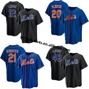 Penjualan terlaris New York Jersey Baseball Pria bordir bola lembut memakai 20 tembak 12 Lindor Shirt kustom
